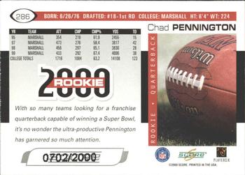 2000 Score - Scorecard #286 Chad Pennington Back