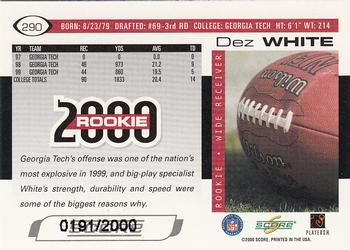 2000 Score - Scorecard #290 Dez White Back