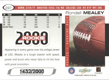 2000 Score - Scorecard #297 Rondell Mealey Back