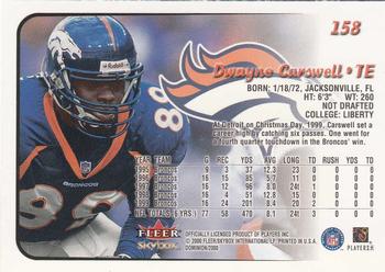2000 SkyBox Dominion - Extra #158 Dwayne Carswell Back