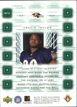 2000 SP Authentic - Rookie Fusion #RF3 Travis Taylor Back
