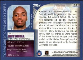 2000 Topps - Topps Collection #59 Deon Mitchell Back