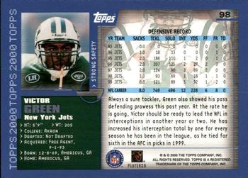 2000 Topps - Topps Collection #98 Victor Green Back