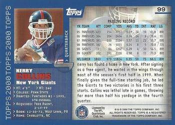 2000 Topps - Topps Collection #99 Kerry Collins Back