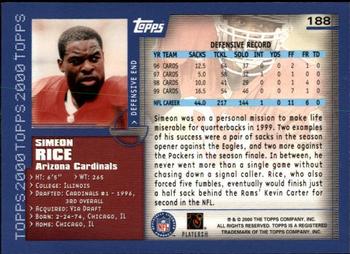 2000 Topps - Topps Collection #188 Simeon Rice Back