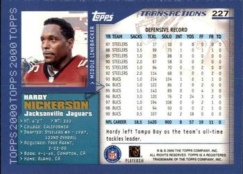 2000 Topps - Topps Collection #227 Hardy Nickerson Back