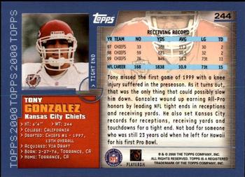 2000 Topps - Topps Collection #244 Tony Gonzalez Back