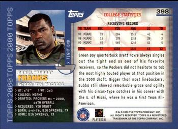 2000 Topps - Topps Collection #398 Bubba Franks Back
