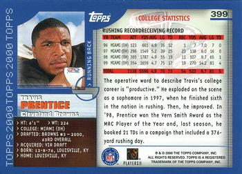 2000 Topps - Topps Collection #399 Travis Prentice Back