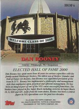 2000 Topps - Hall of Fame Class of 2000 #HOF4 Dan Rooney Back