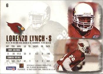 1995 Ultra #6 Lorenzo Lynch Back