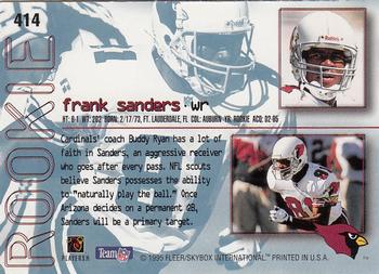 1995 Ultra #414 Frank Sanders Back