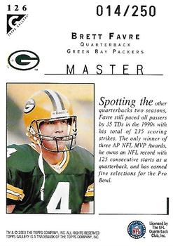 2000 Topps Gallery - Player's Private Issue #126 Brett Favre Back