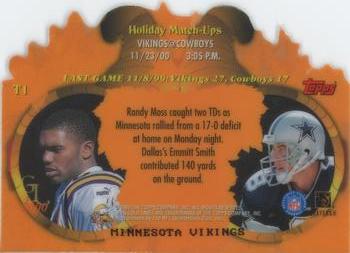 2000 Topps Gold Label - Holiday Match-Ups Fall #T1 Randy Moss / Troy Aikman Back