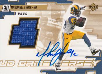 2000 Upper Deck - UD Game Jersey Autographed Gold #MF-A Marshall Faulk Front