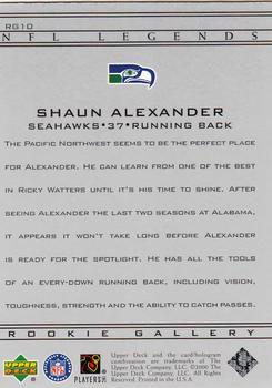 2000 Upper Deck Legends - Rookie Gallery #RG10 Shaun Alexander Back