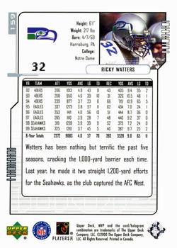 2000 Upper Deck MVP - Silver Script #159 Ricky Watters Back