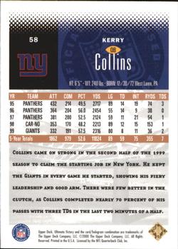 2000 Upper Deck Ultimate Victory - Parallel #58 Kerry Collins Back