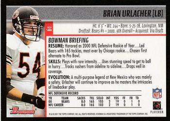 2001 Bowman - Gold #61 Brian Urlacher Back