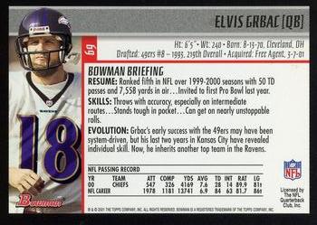 2001 Bowman - Gold #69 Elvis Grbac Back