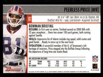 2001 Bowman - Gold #103 Peerless Price Back