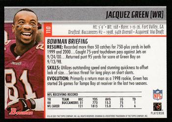 2001 Bowman - Gold #110 Jacquez Green Back