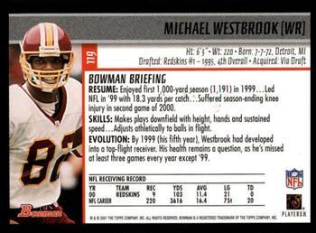 2001 Bowman - Gold #119 Michael Westbrook Back