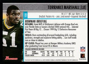 2001 Bowman - Gold #139 Torrance Marshall Back