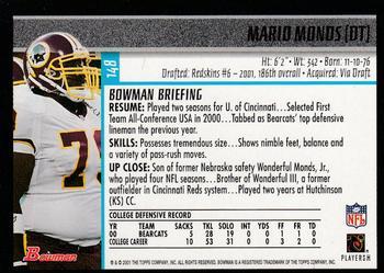 2001 Bowman - Gold #148 Mario Monds Back