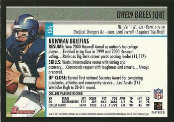 2001 Bowman - Gold #164 Drew Brees Back