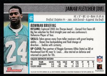 2001 Bowman - Gold #185 Jamar Fletcher Back