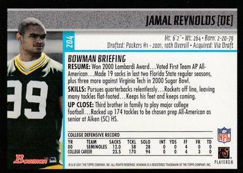 2001 Bowman - Gold #204 Jamal Reynolds Back