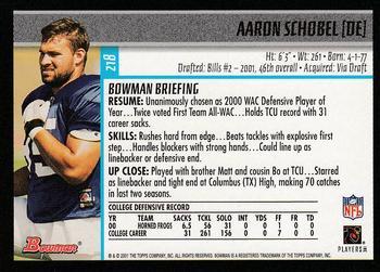 2001 Bowman - Gold #218 Aaron Schobel Back