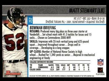 2001 Bowman - Gold #257 Matt Stewart Back