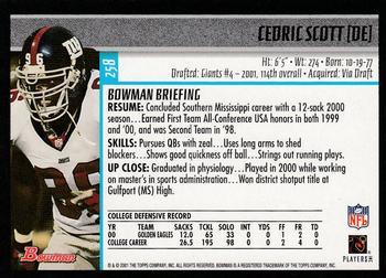 2001 Bowman - Gold #258 Cedric Scott Back