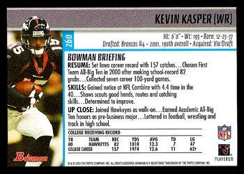 2001 Bowman - Gold #260 Kevin Kasper Back