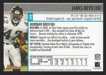 2001 Bowman - Gold #269 James Boyd Back