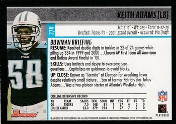 2001 Bowman - Gold #270 Keith Adams Back