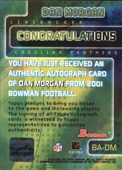 2001 Bowman - Rookie Autographs #BA-DM Dan Morgan Back