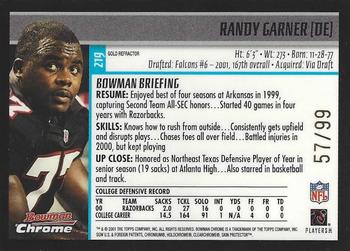 2001 Bowman Chrome - Gold Refractors #219 Randy Garner Back