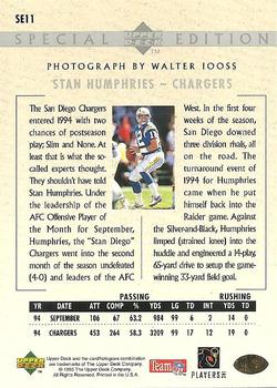 1995 Upper Deck - Special Edition #SE11 Stan Humphries Back