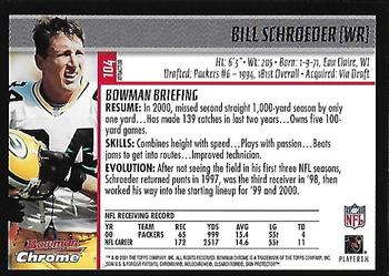 2001 Bowman Chrome - Xfractors #104 Bill Schroeder Back
