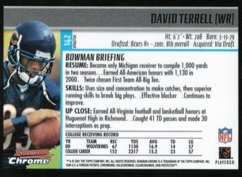 2001 Bowman Chrome - Xfractors #142 David Terrell Back