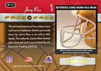 2001 Donruss Elite - Face To Face #FF-11 Jerry Rice Back