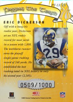 2001 Donruss Elite - Passing the Torch #PT-13 Eric Dickerson Back