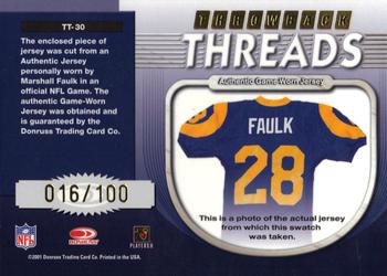 2001 Donruss Elite - Throwback Threads #TT-30 Marshall Faulk Back
