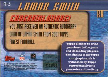 2001 Finest - Autographs #FA-LS Lamar Smith Back
