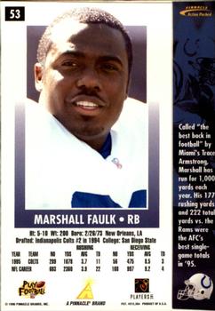 1996 Action Packed #53 Marshall Faulk Back