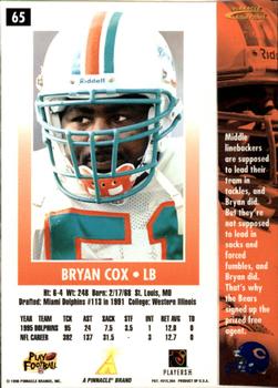 1996 Action Packed #65 Bryan Cox Back