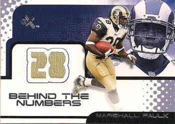 2001 Fleer E-X - Behind the Numbers #NNO Marshall Faulk Front